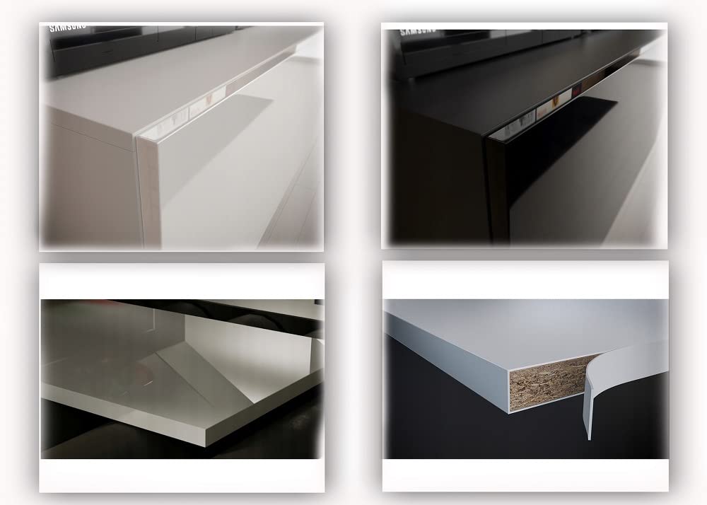 Furnitech Wohnwand Wohnzimmer Möbel (Schwarz) mit LED RGB - 16 Farben - Hängend Wohnzimmerwand Modern - Schrankwand mit Regale und TV Schrank (Nowara AN1-17B-HG20 1C)