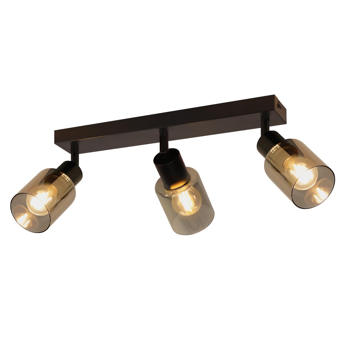Kowanie Deckenlampe Vintage 6 flammig: Industrial Wohnzimmerlampe Schwarz Deckenleuchte Wohnzimmer retro Kronleuchter aus Glas Deckenbeleuchtung inkl. 6 × E14 2700K Leuchtmittel für Küche
