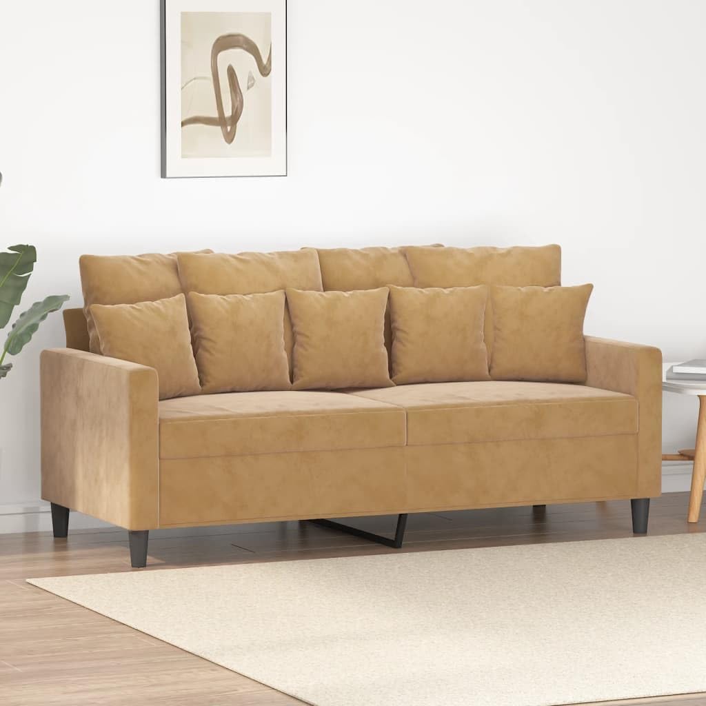 Willood 3-TLG. Sofagarnitur mit Kissen Dunkelgrau Samt,Sofa geeignet für Wohnzimmer, Sofa Set, mit Armlehnen und Kissen