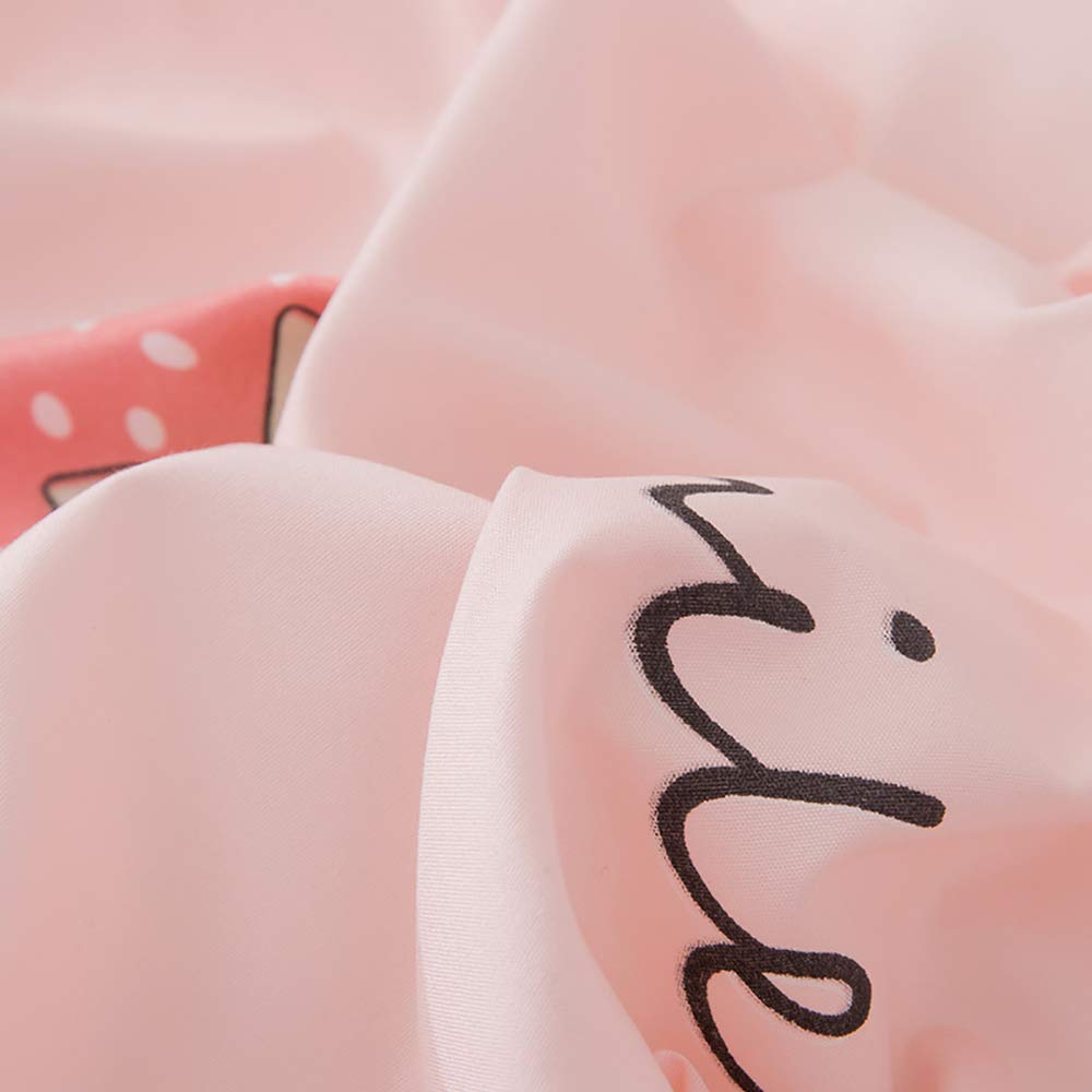 AShanlan Girls' Pink Hearts Children's Bed Linen 135 x 200 cm Pillowcase 80 x 80 cm Grey Pink Reversible Children's Bedding Set 100% Microfibre Duvet Cover with Zip