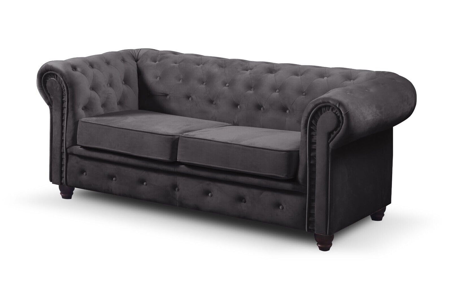 Easy4You Chesterfield Black Set 3-Seater + 2-Seater Sofa Sofas for Living Room Sofa Sets with Wooden Feet Set Sofas & Couches