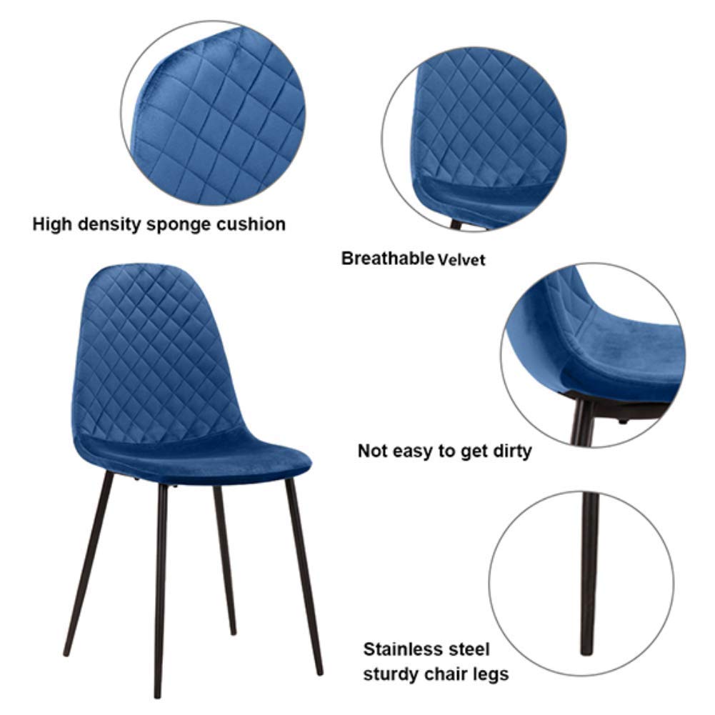 GOLDFAN Glas Esstisch Set 4 Stühle Rechteckiger Esstisch und Rückenlehne Esszimmerstuhl für Küche Wohnzimmer Büro, Grau