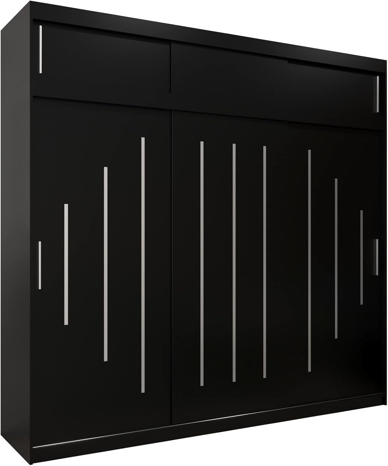 Kryspol Schwebetürenschrank York 250 cm Kleiderschrank mit Kleiderstange und Einlegeboden Schlafzimmer- Wohnzimmerschrank Schiebetüren Modern Design (Weiß)