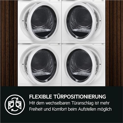 AEG Wärmepumpentrockner 8 kg, Serie 7000 SensiDry: Schonendes & energiesparendes Trockenverfahren, neue Energiekl. D, Mengenautomatik, Schontrommel, wechselende Drehrichtung, Knitterschutz, TR7T61580