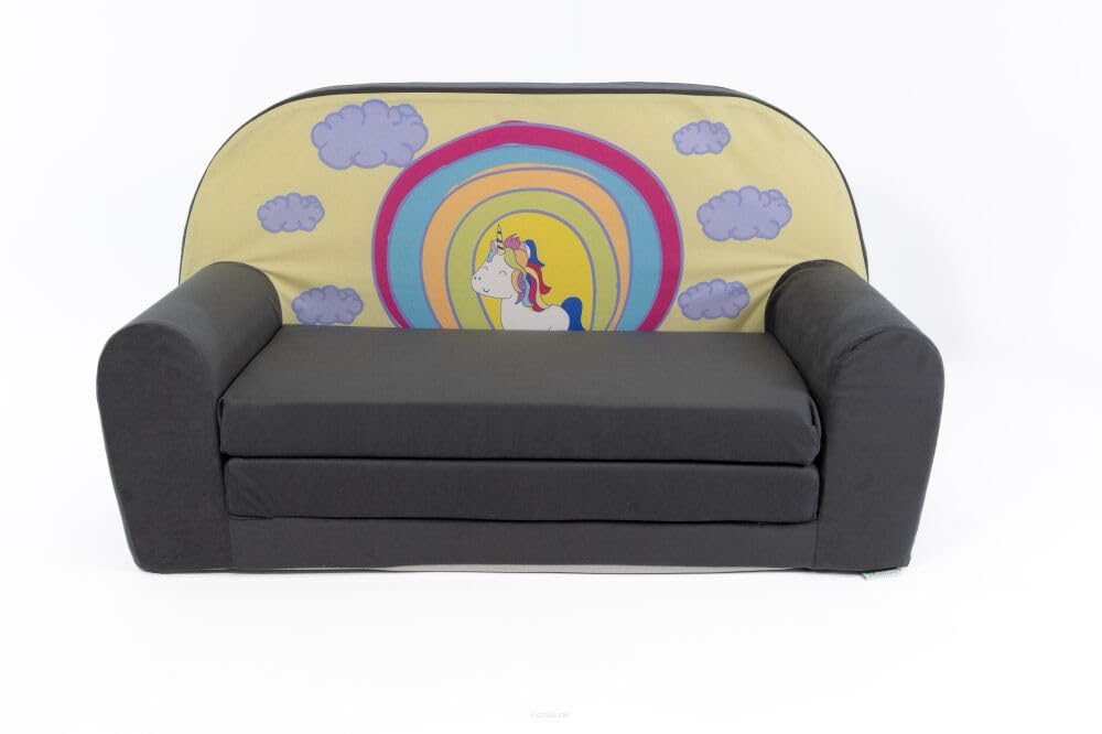 FORTISLINE Children's Sofa Mini Foldable 40 x 78 x 45 cm - Children's Sofa for Children 2-in-1 - Children's Couch Foldable - Foam Sofa Bed - Removable Cover - Many Designs