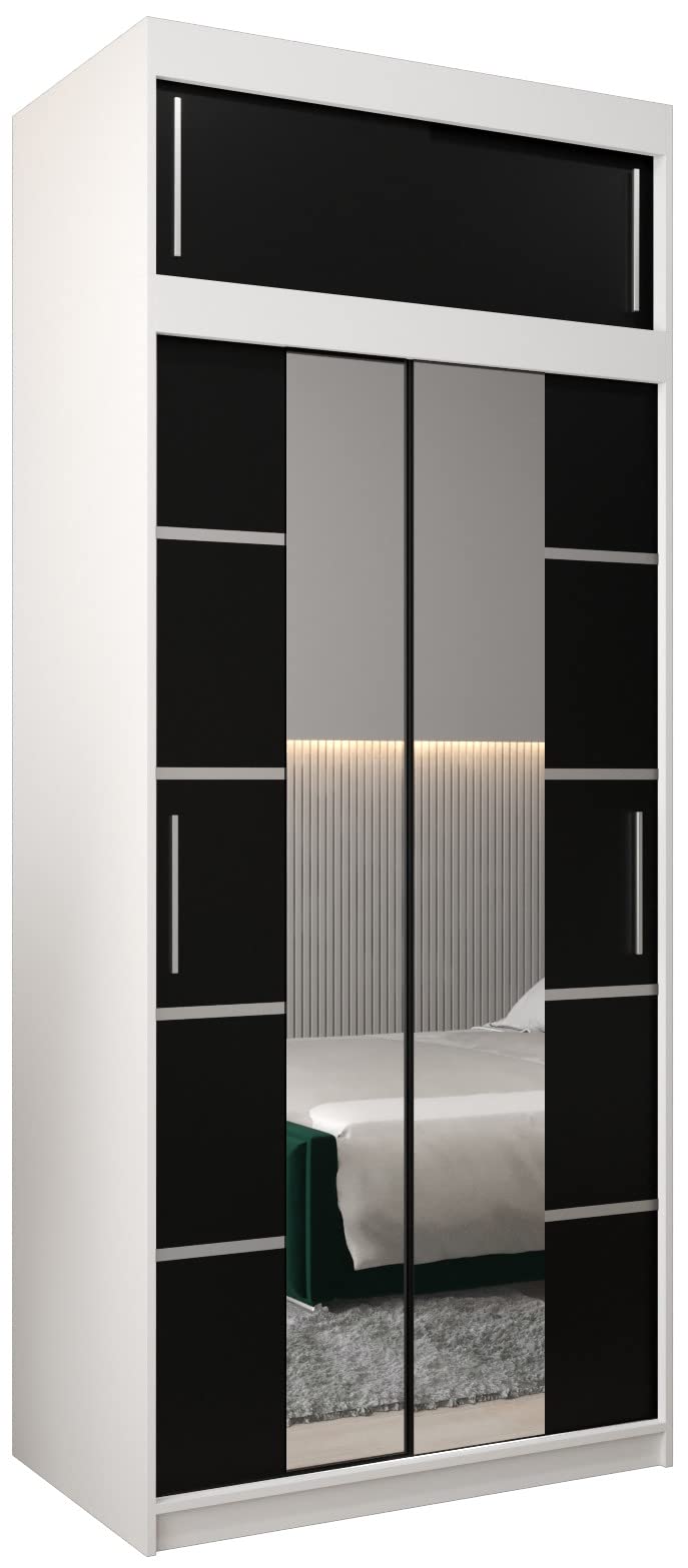MEBLE KRYSPOL Verona 4 250 Bedroom Wardrobe Sliding Doors Cabinet with Mirror Wardrobe with Mirror Sliding Door Wardrobe Sliding Doors - 250 x 240 x 62 cm - Sonoma with Extension