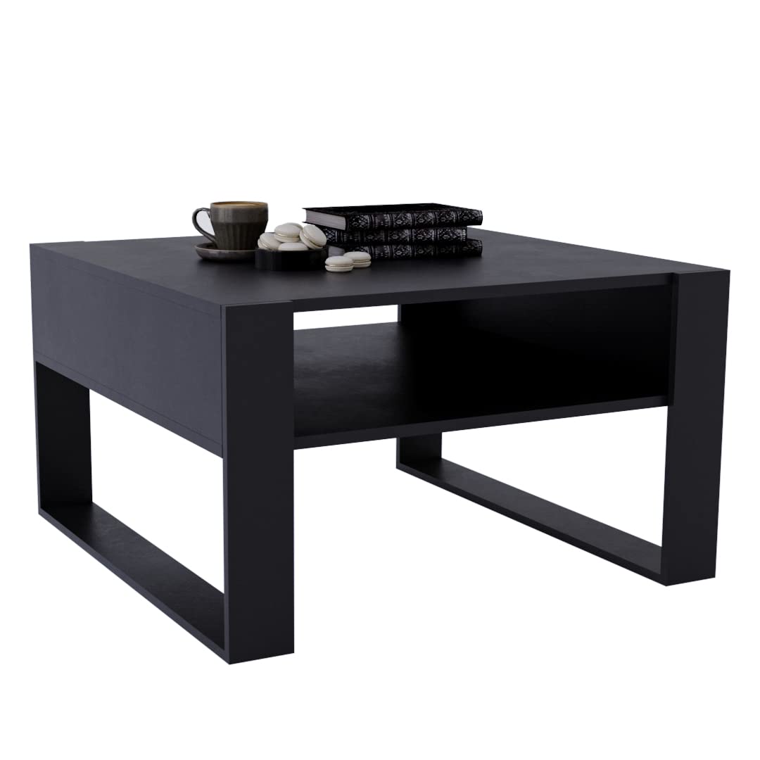AKKE Karo Couchtisch für Wohnzimmer Beistelltisch Wohnzimmertisch Modern Sofatisch Kaffeetisch Deko Möbel für Wohnzimmer Wohnzimmertische Couchtische Eiche Mit Schwarzen Beinen