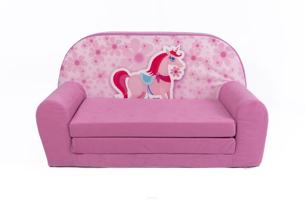 FORTISLINE Children's Sofa Mini Foldable 40 x 78 x 45 cm - Children's Sofa for Children 2-in-1 - Children's Couch Foldable - Foam Sofa Bed - Removable Cover - Many Designs