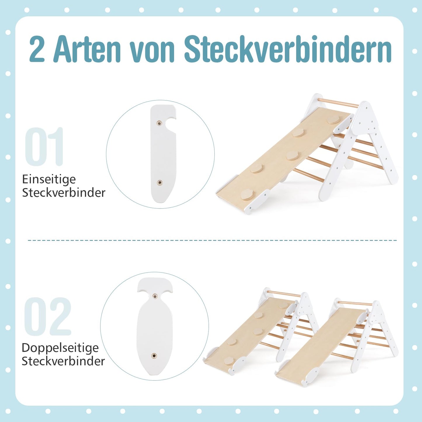 COSTWAY Kletterdreieck mit Rutsche, Kletterbogen, inkl. doppelseitige Rampe, zum Klettern, Rutschen und Wippen, 4 in 1 Klettergerüst Indoor ab 1 Jahr (Macaron bunt)
