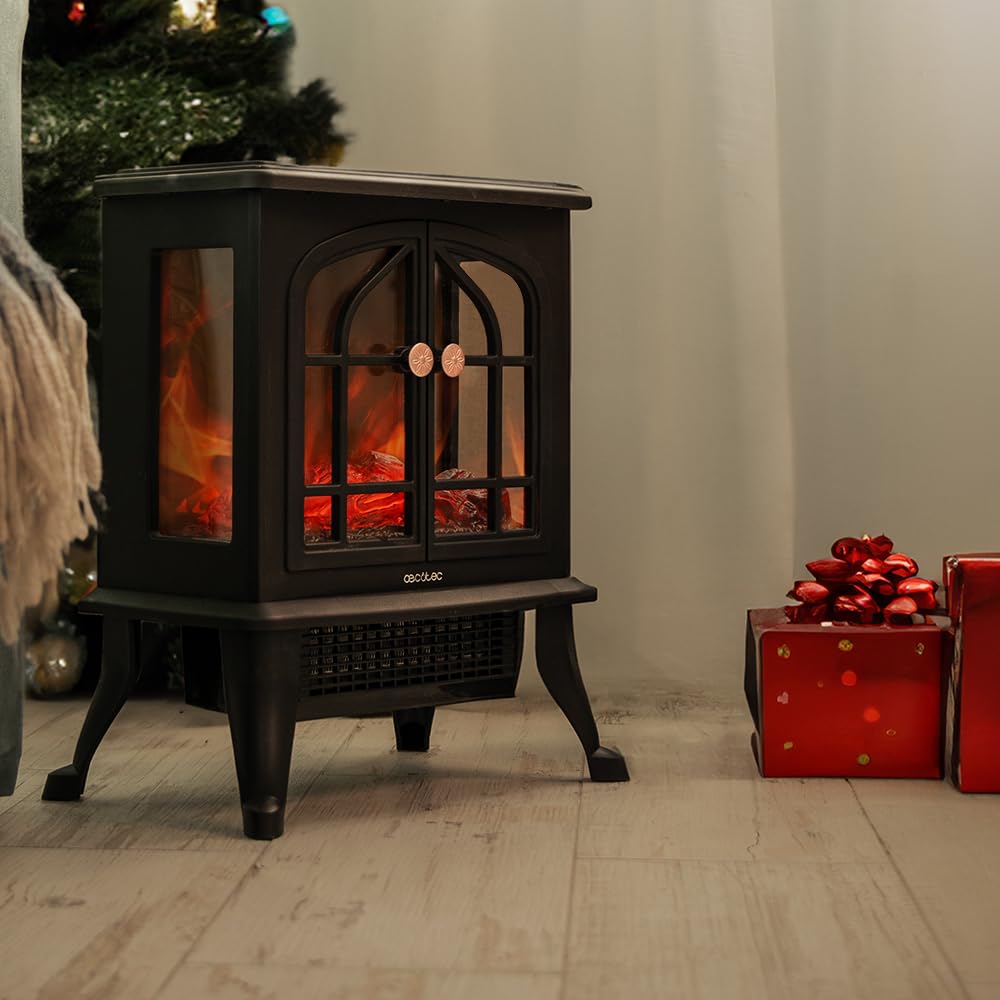 Cecotec Elektro-Standkamin ReadyWarm 2000 Flames. 2000 W, 2 Leistungsstufen, Einstellbarer Thermostat und Unabhängige Flammensteuerung, Abdeckungsbereich 25 m2