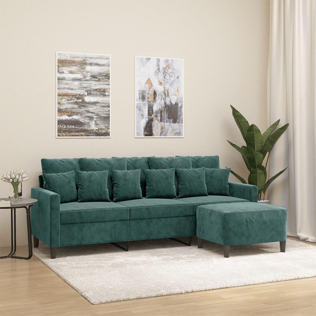 Willood 3-TLG. Sofagarnitur mit Kissen Dunkelgrau Samt,Sofa geeignet für Wohnzimmer, Sofa Set, mit Armlehnen und Kissen