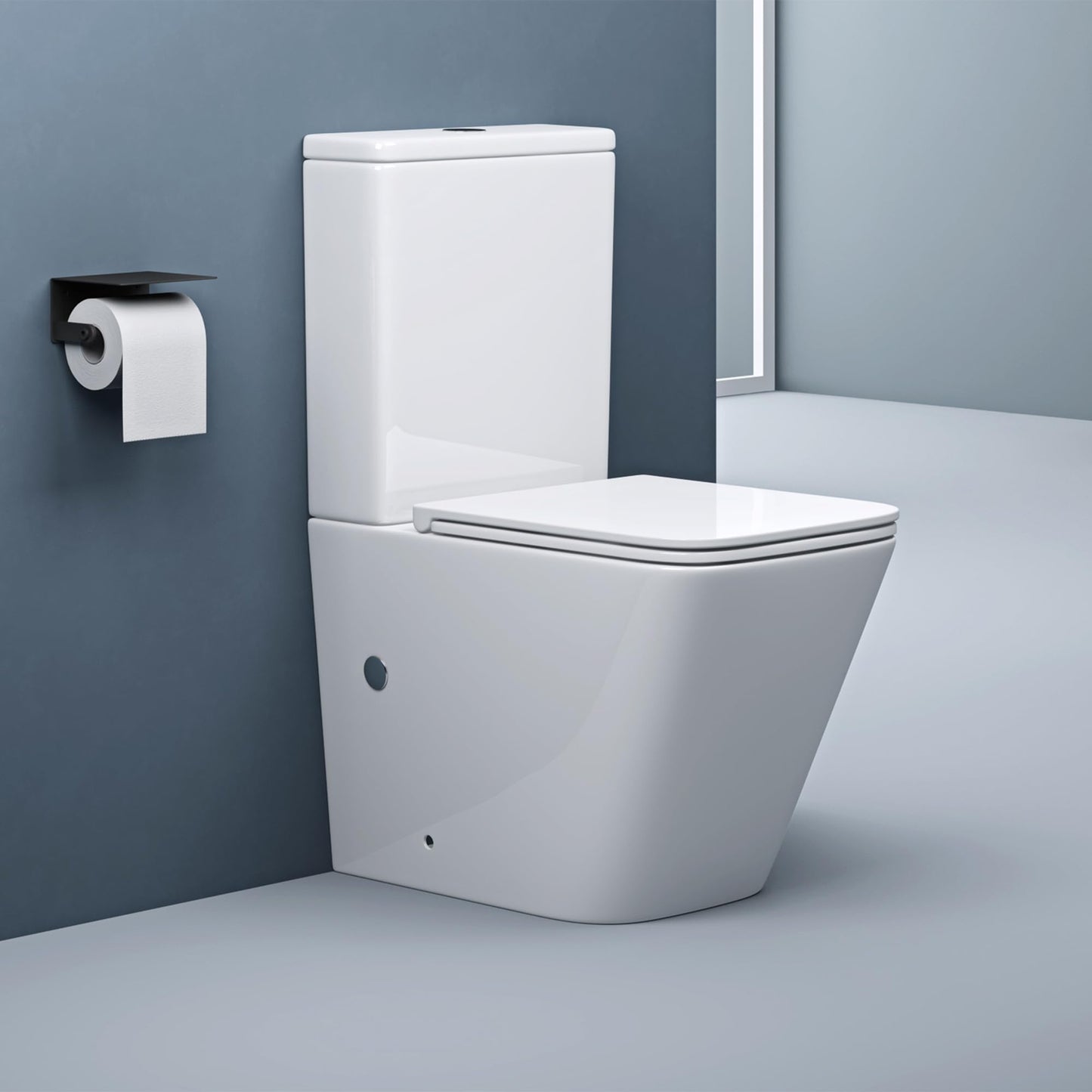 doporro Stand-WC mit Spülkasten komplett S112T schwarz matt inkl. Softclose Absenkautomatik 36x63x82cm Stand-Toilette schwarz matt spülrandlos