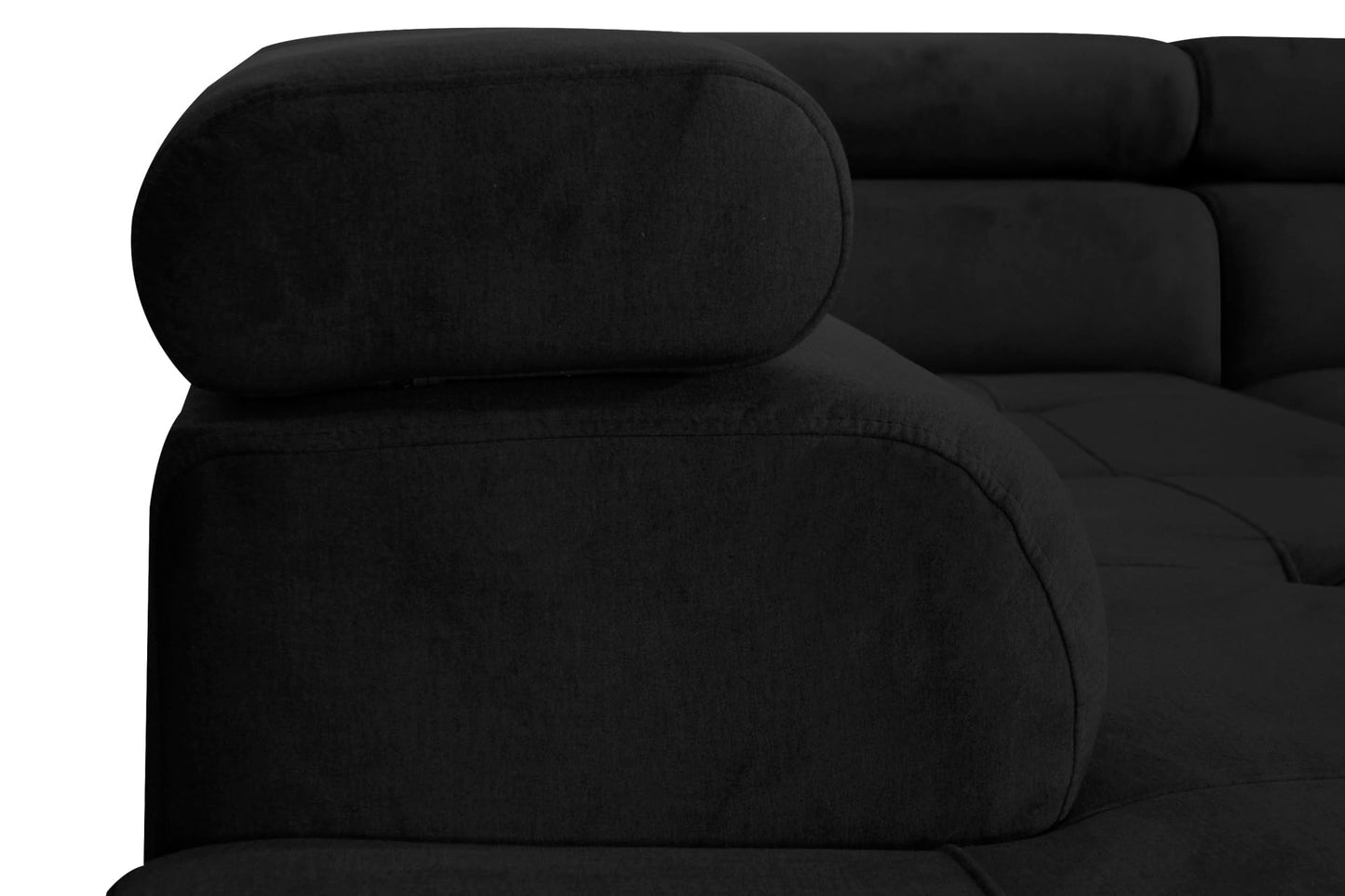 Aller L-Shaped Corner Sofa with Sleep Function and Bed Box in Jasmine, Left Ottoman (Dark Grey)