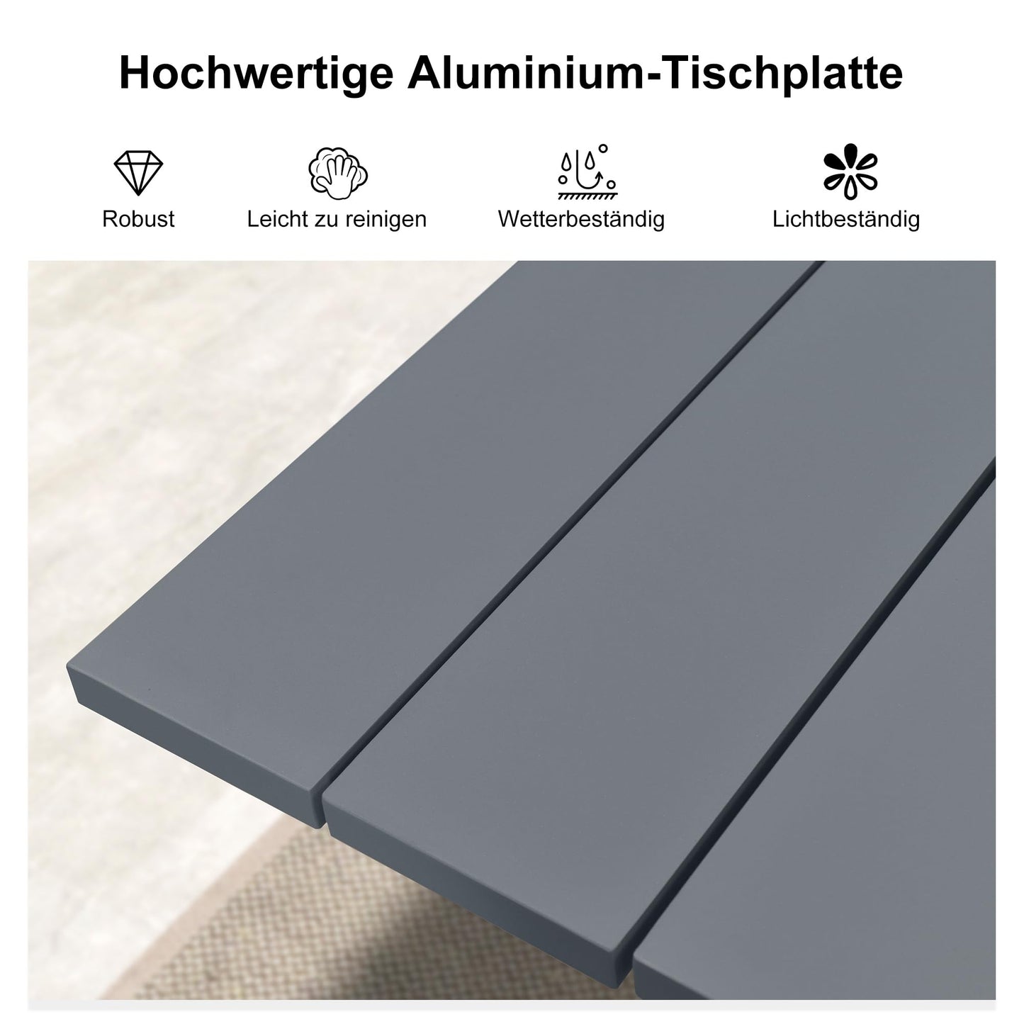 PURPLE LEAF 9-TLG Gartenmöbel Set,Aluminium Terrassenmöbel 8 Gartenstühle mit Tisch Balkonmöbel Essgruppe Gartengarnitur, Grau