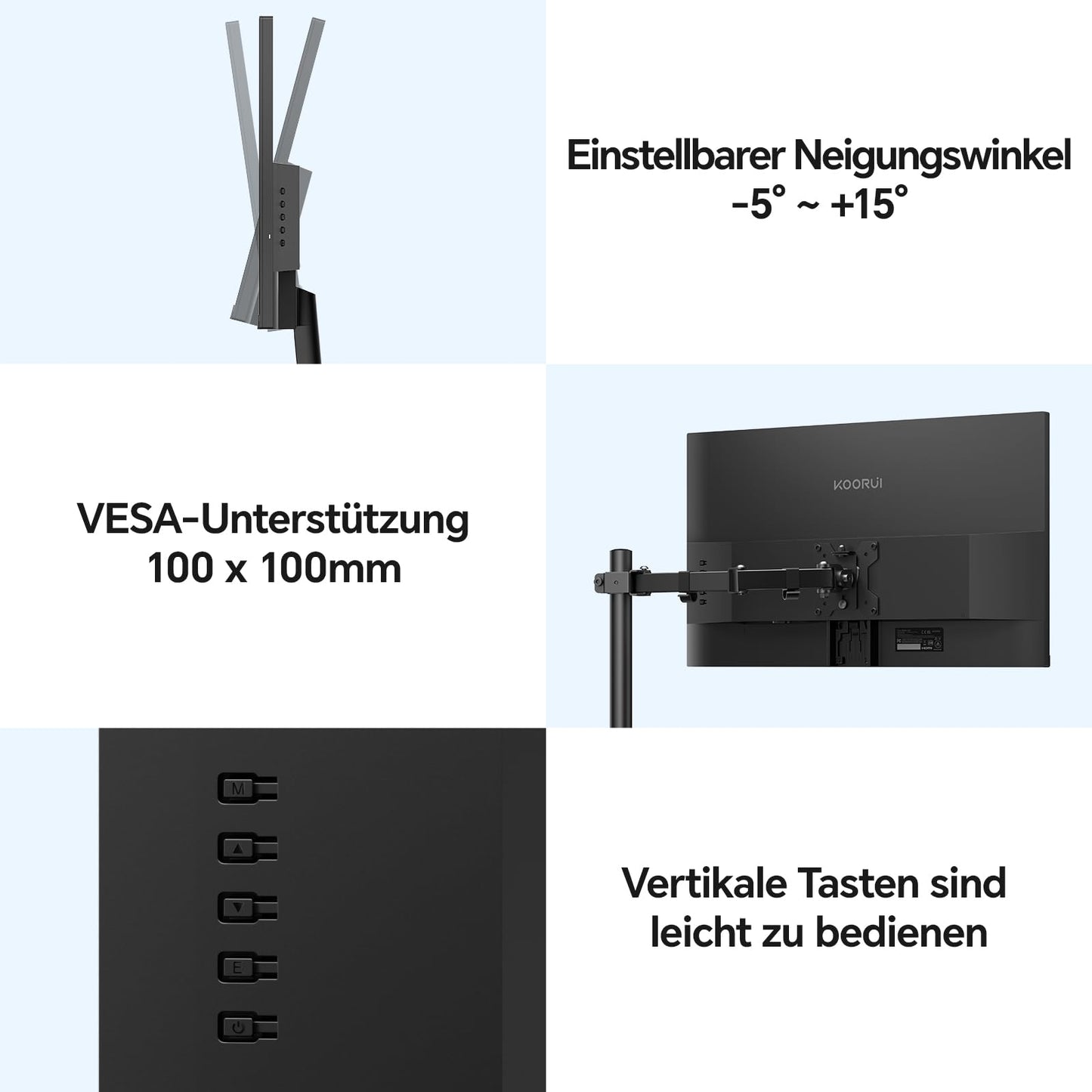 KOORUI E2711F 27 Inch Monitor, FHD 1920 x 1080 100Hz PC Monitor, Adaptive Sync HDMI 1.4, Eye Care Screen, -5° ~ 15° Tilt, VESA 100 x 100 mm