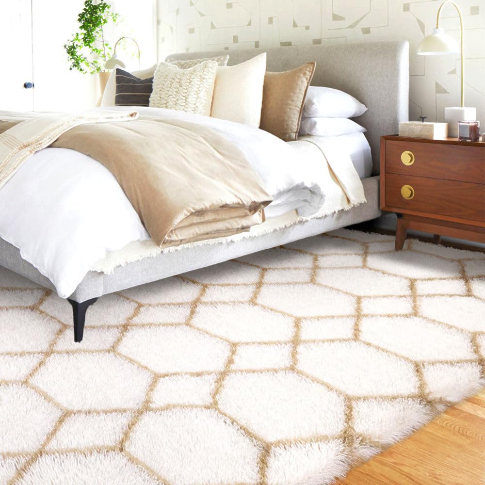 BYBSRLL Checked Rug Pink and White 120 x 180 cm High Pile Soft Fluffy Cuddly Rug Washable Rug Living Room Bedroom Children's Room Girls Non-Slip Rugs for Living Room