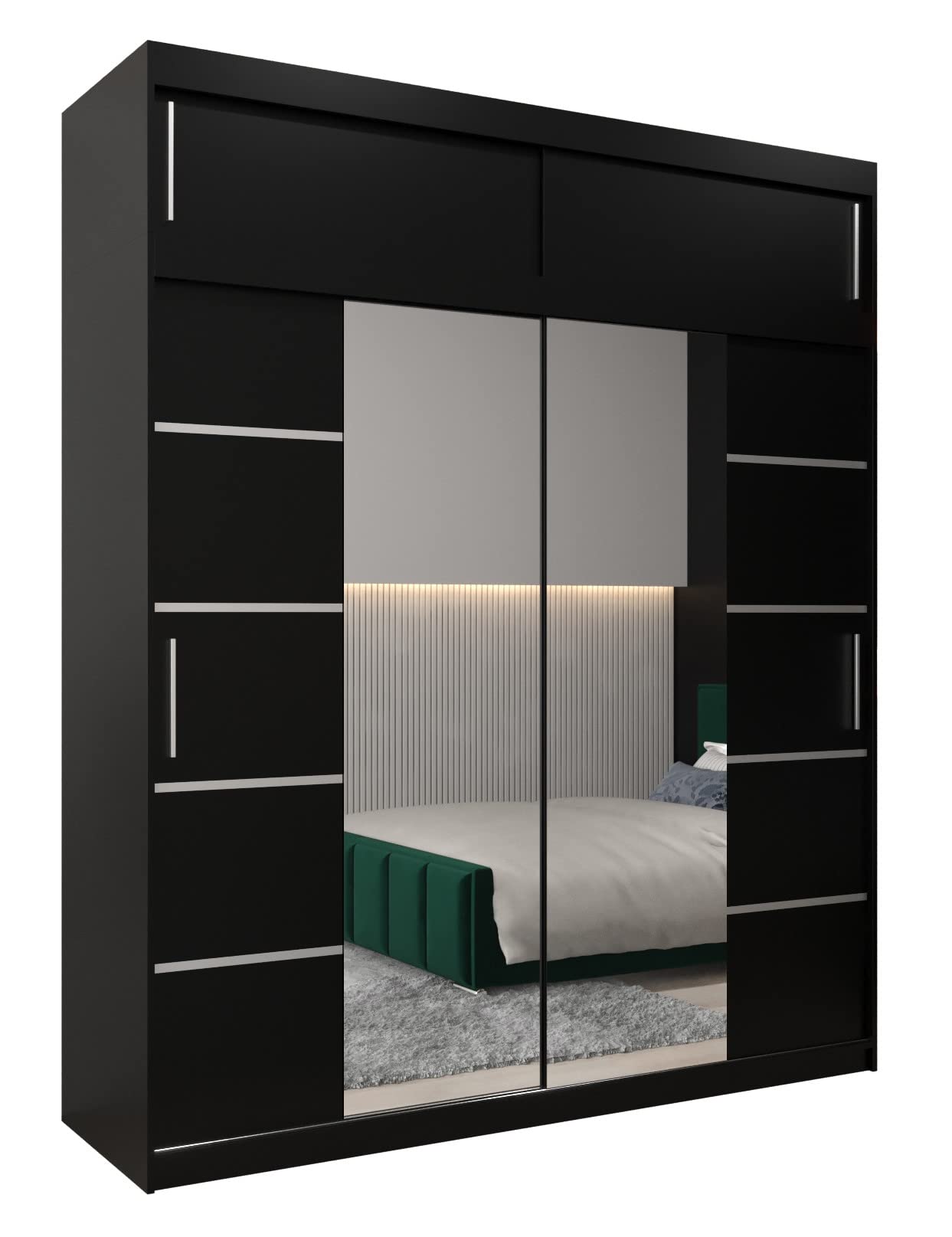 MEBLE KRYSPOL Verona 4 250 Bedroom Wardrobe Sliding Doors Cabinet with Mirror Wardrobe with Mirror Sliding Door Wardrobe Sliding Doors - 250 x 240 x 62 cm - Sonoma with Extension