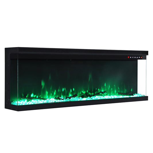 INMOZATA Elektrokamin 50''/127cm vertieft/freistehender elektrischer Kamin 3-Seiten-Glasanzeige Medien-Wand-Feuer mit 9-Farben Realistische LED Flammeneffekt Touch Fernbedienung für Überhitzungsschutz