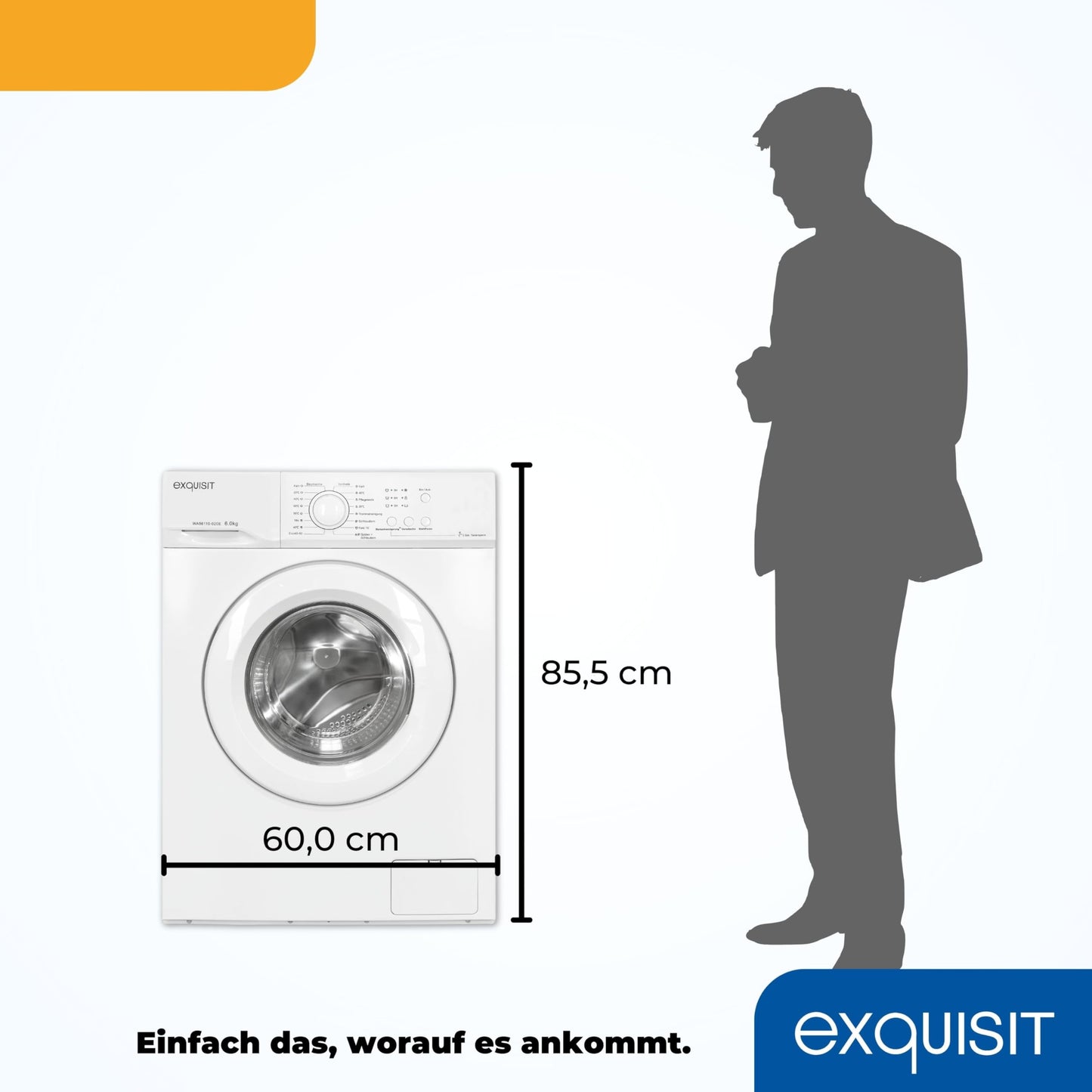 Exquisit Waschmaschine 6kg, Energieeffizienzklasse A, max. 1000 U/min, ECO 40-60, Kurzprogramm, Kindersicherung, 16 Waschprogramme, WA56110-020A weiss