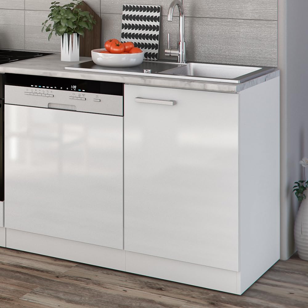 Vicco Küchenzeile Optima, Weiß Hochglanz/Weiß, 270 cm ohne Arbeitsplatte