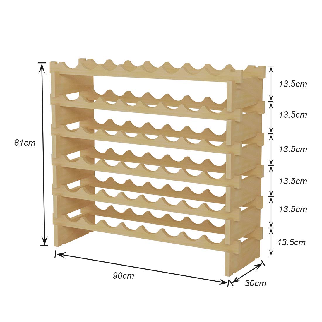 sogesfurniture Weinregal Flaschenregal mit 4 Ebenen für 32 Flaschen Wein Holzregal Weinhalter Weinständer Flaschenständer für Küche, Esszimmer, Bar, 90x30x54cm, BHEU-BY-WS4832M