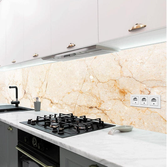 MyMaxxi - Selbstklebende Küchenrückwand Folie ohne Bohren - Motiv Marmor beige 60cm hoch - Klebefolie Wandbild Küche - Wand-Deko - Stein Mauer 60 x 60cm