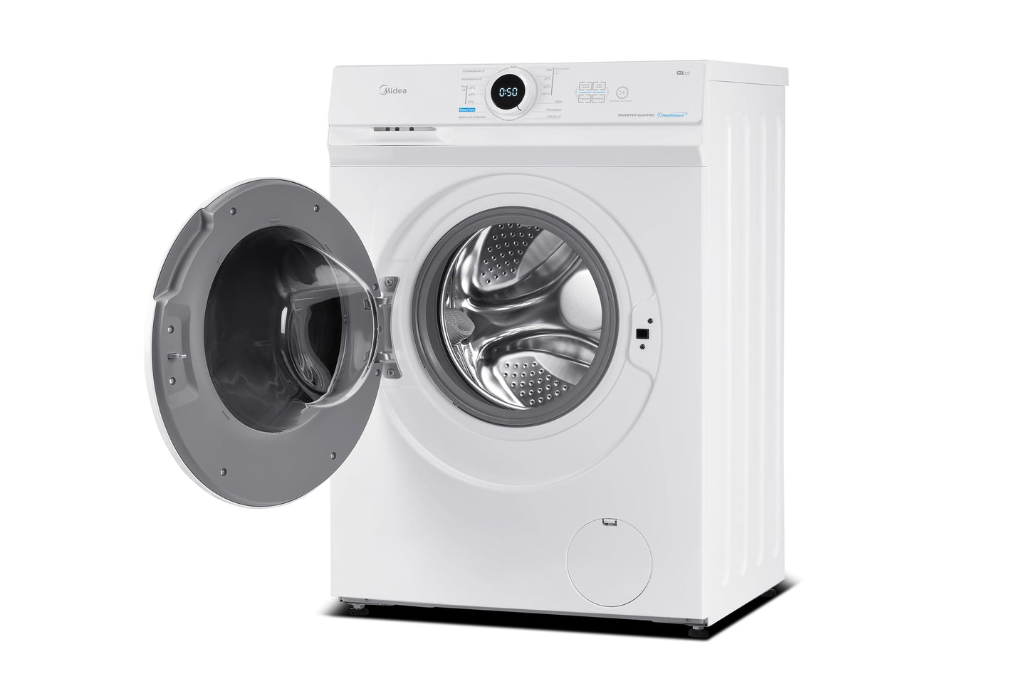 Midea MF10EW70BA10 Waschmaschine / 7kg / 1400 U/Min/EEK A-10%/Inverter Quattro Motor/Dampffunktion/Grosse Trommel/Nachlegefunktion/Kindersicherung/AquaStop, Weiß