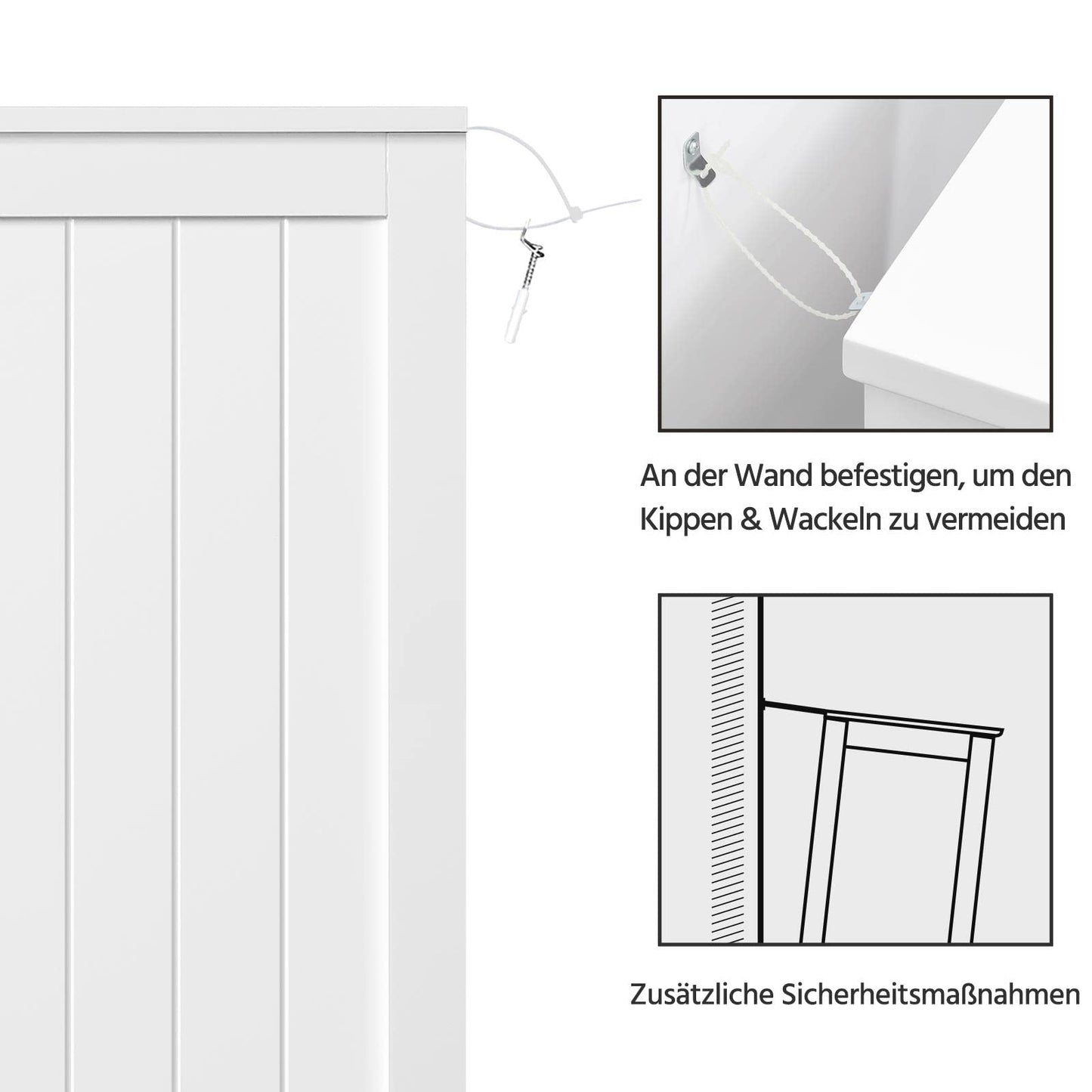 Yaheetech Bathroom Cabinet Floor Cabinet with 4 Drawers and 2 Doors Bathroom Cabinet Floor Cabinet with Height-Adjustable Shelf for Bathroom Living Room Hallway Kitchen White