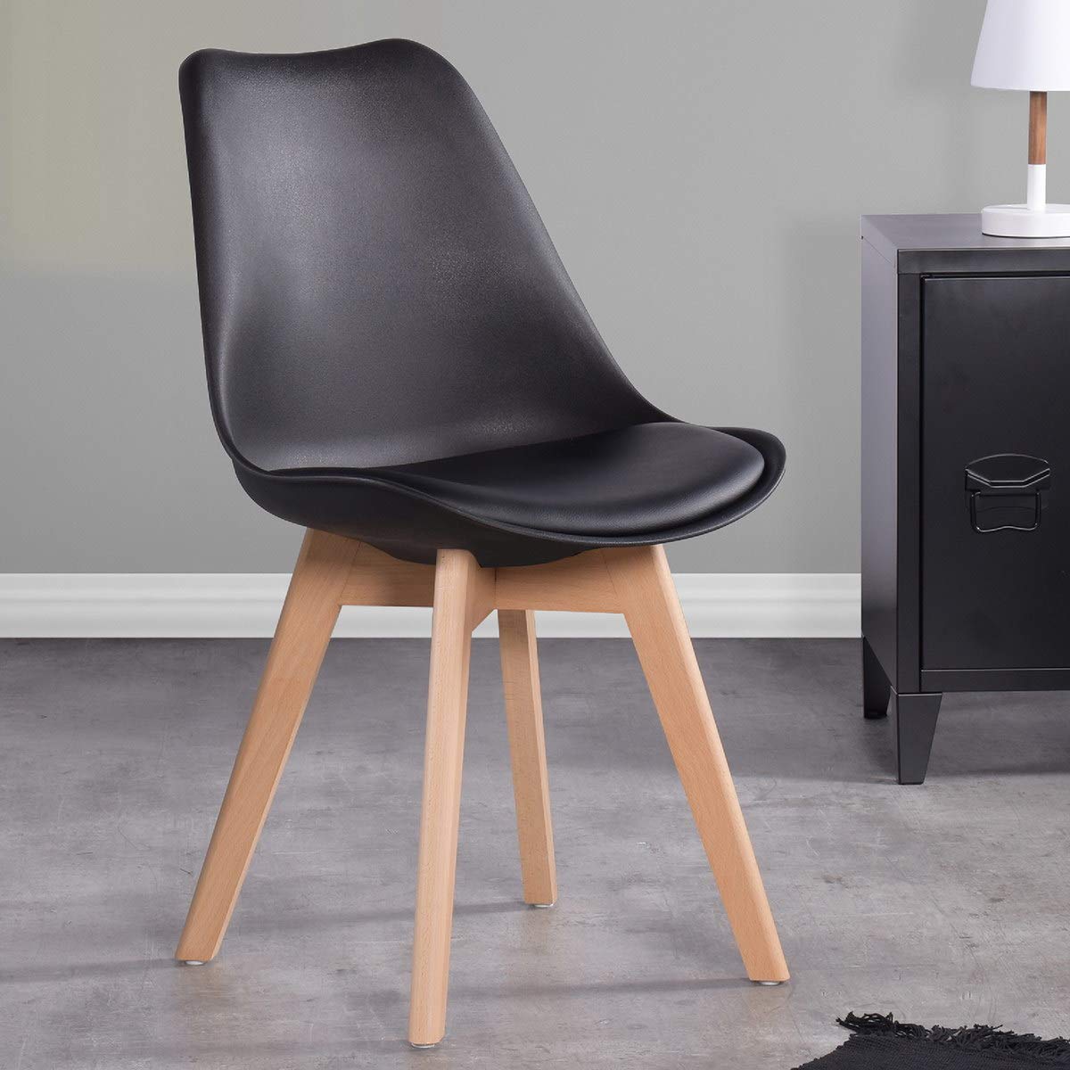 H.J WeDoo Esszimmergruppe mit 4 Essstühlen, Rechteckig Esstisch und Stühle für Esszimmer, Küche, Wohnzimmer, Weißer Esstisch und Graue Stühle