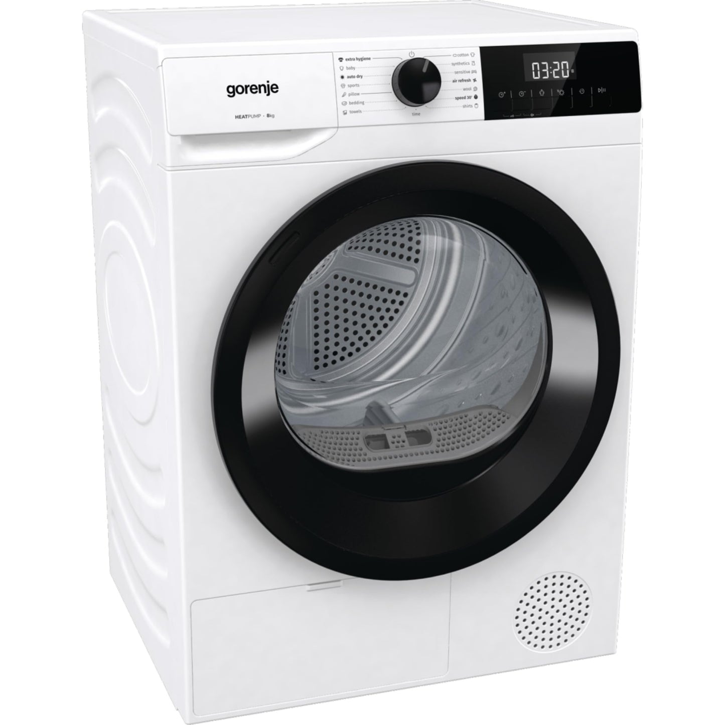 Gorenje DPNE82/GN Trockner/Kondensation mit Wärmepumpe / 8kg / 16 Programme/WIFI/Made in Europe/WaveActive Trommel/TwinAir/Feuchtesensor/Naturedry/LED Display/EEK: A++