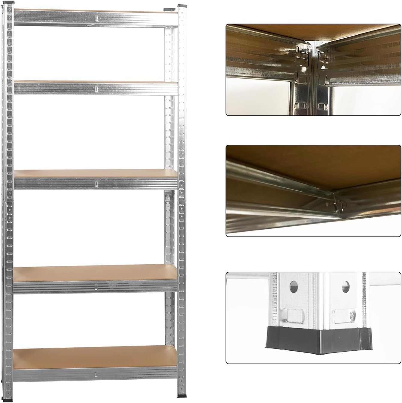 SIGNZWORLD Premium Heavy Duty Shelving Unit 150 x 70 x 30 cm, Mounting Material 875 kg Load Capacity, 5 Adjustable Sturdy Shelving MDF Panels for Storage Shelving Basement Shelving Garage Cellar Room