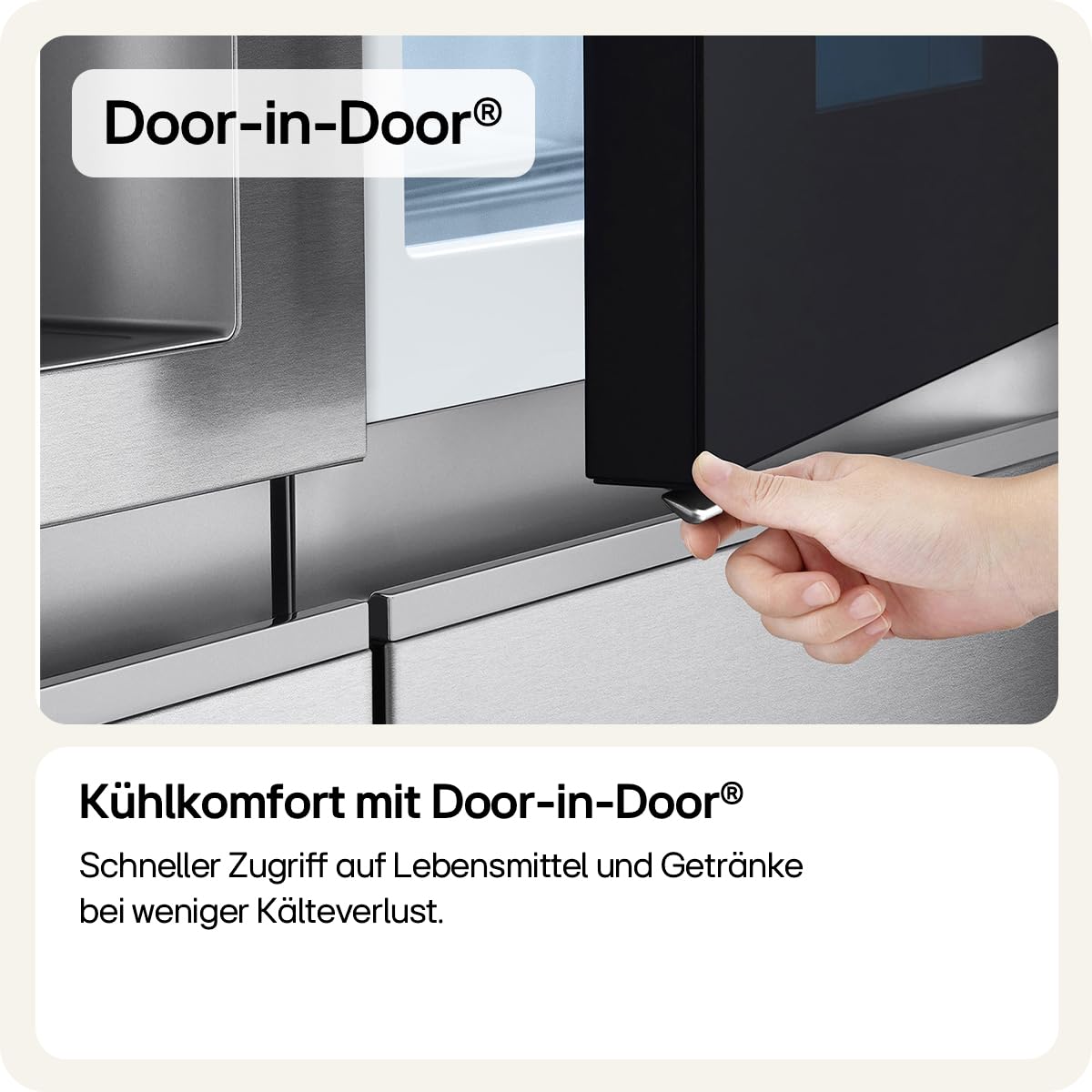 LG GSXE90MBDD Side by Side Kühlschrank mit InstaView Craft Ice | Door in Door | Crushed Ice -und Wasserspender EEK: Klasse D | 628 Liter Kapazität | Festwasseranschluss | Total No Frost