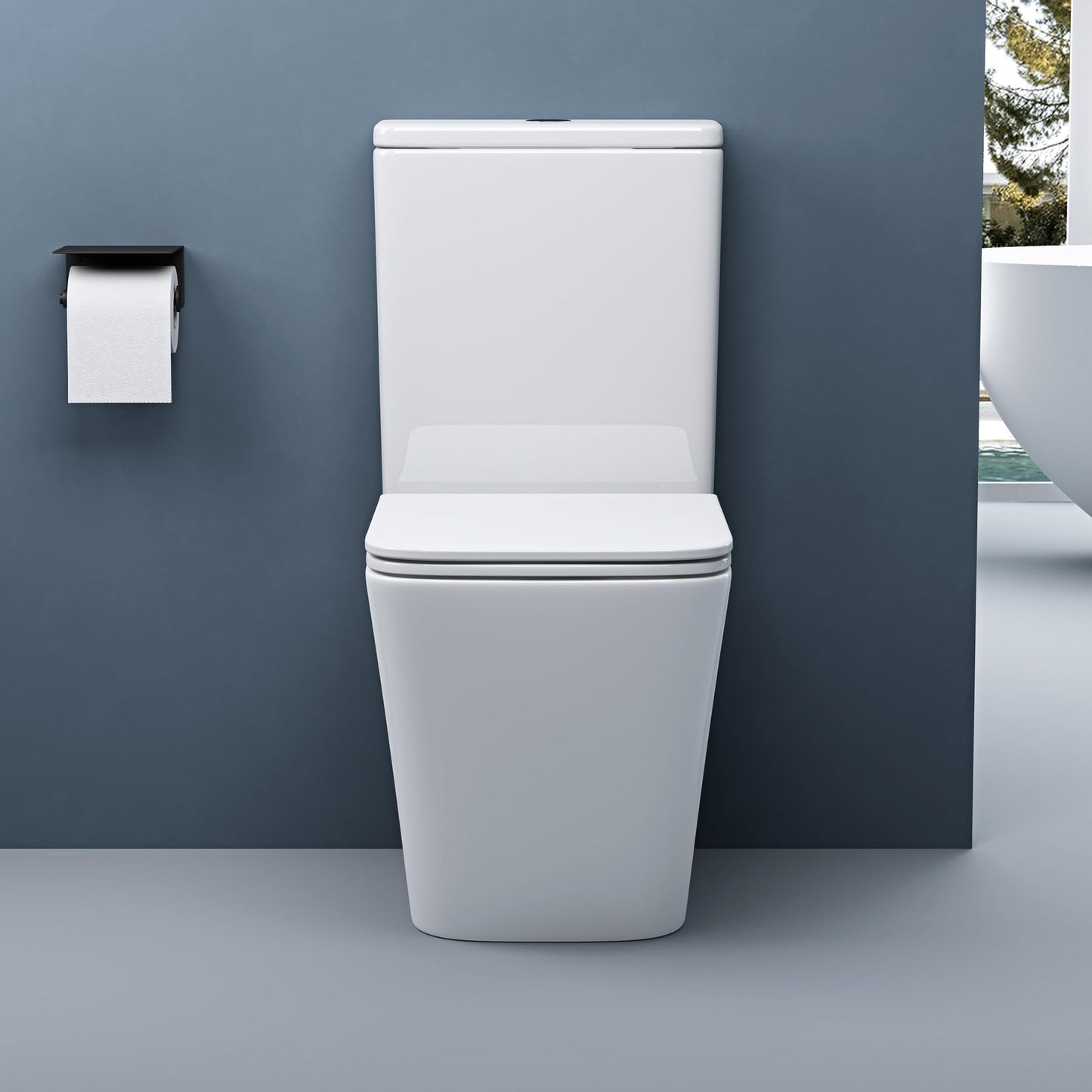 doporro Stand-WC mit Spülkasten komplett S112T schwarz matt inkl. Softclose Absenkautomatik 36x63x82cm Stand-Toilette schwarz matt spülrandlos
