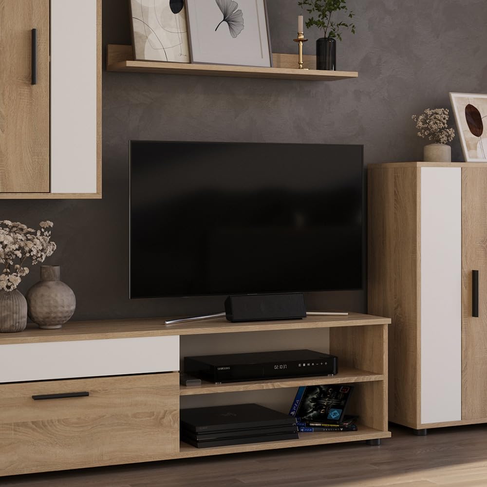 Vicco Berno TV Wall Unit Beige / Anthracite Set of 4
