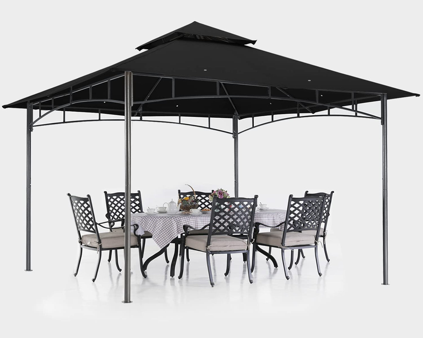 ABCCANOPY Pavillon 2.5x2.5m Wasserdicht Stabil Winterfest Gartenpavillon,Doppeldachweichdach Hinterhof-Partyzelt mit Netz für Schatten und Regen,Grau