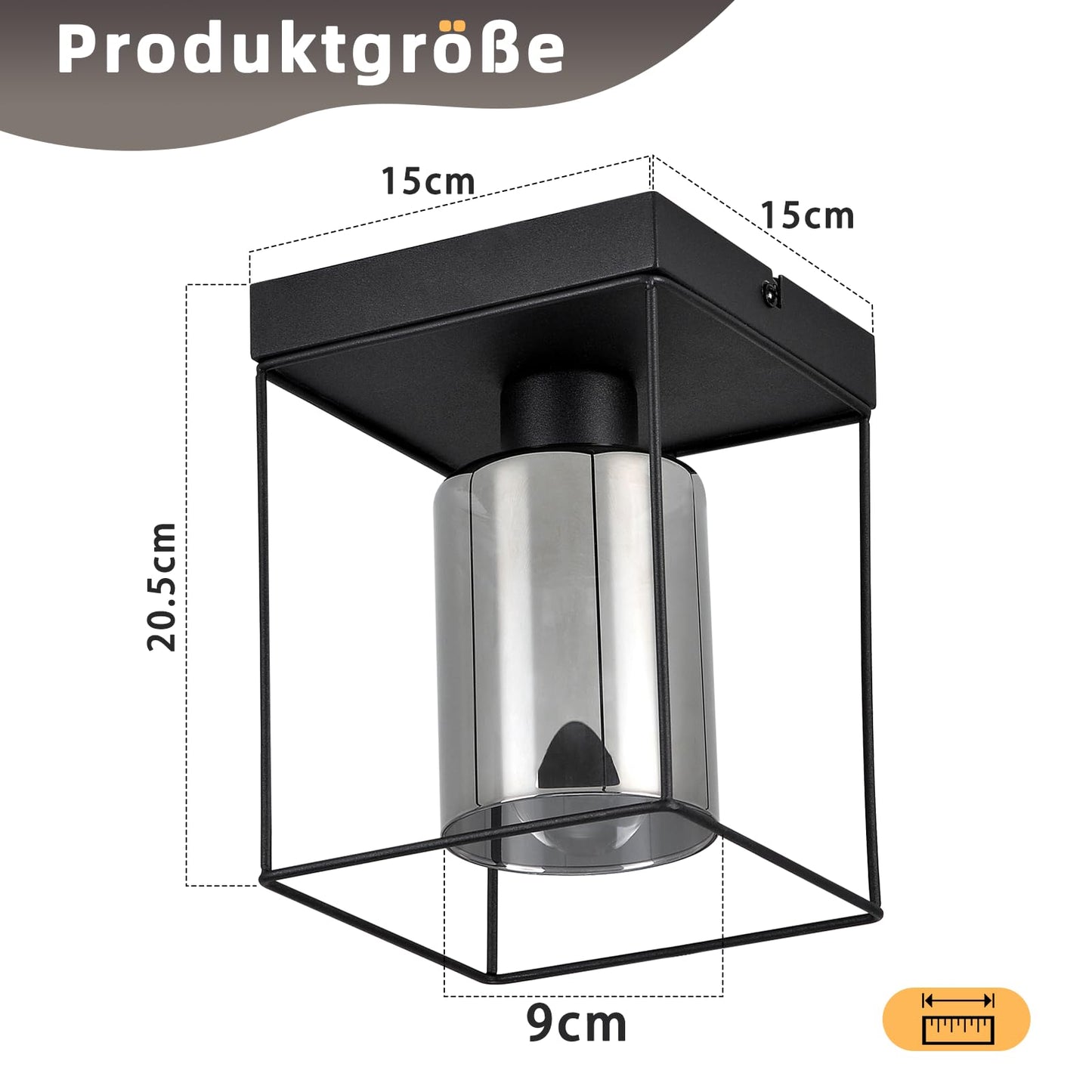 CBJKTX Ceiling Light Living Room Ceiling Light Glass - 4 Bulbs E27 Vintage Black Dining Room Lamp Industrial Style Metal Ceiling Retro Living Room Lamp for Bedroom Dining Room Kitchen (Light Bulb Not