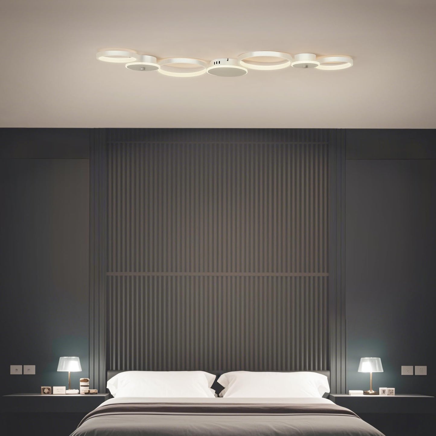 BAYHT Deckenleuchte LED Wohnzimmerlampe Weiße Runde LED Deckenlamp Dimmbar 62W 5300LM mit Fernbedienung 3000K-6500K Geeignet für Wohnzimmer, Deckenleuchte Schlafzimmer