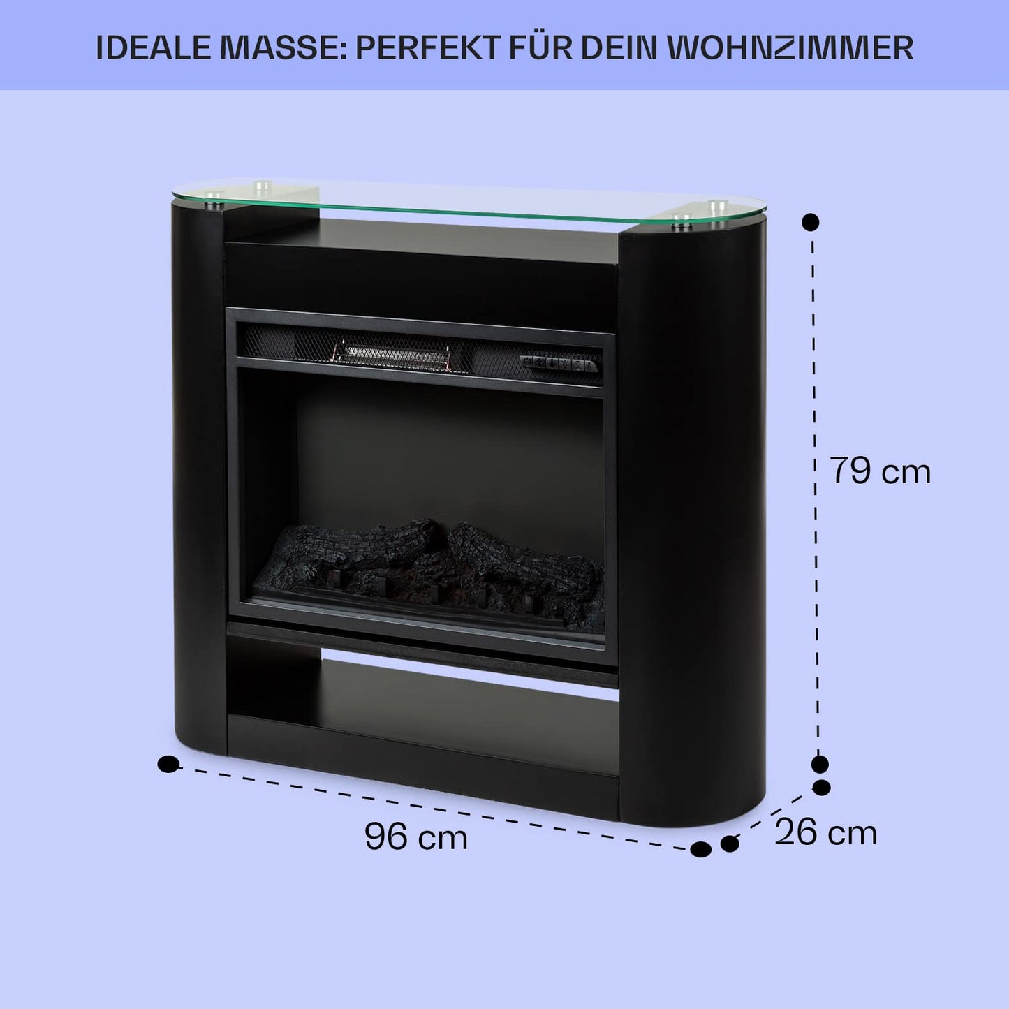 Klarstein Elektrokamin, Elektro Heizungen für Wohnzimmer & Innenräume, Elektrischer Kamin mit LED Flammen, Sparsamer Elektroofen, Heizlüfter mit Timer, Einstellbarer Thermostat, Heizung 1800 W