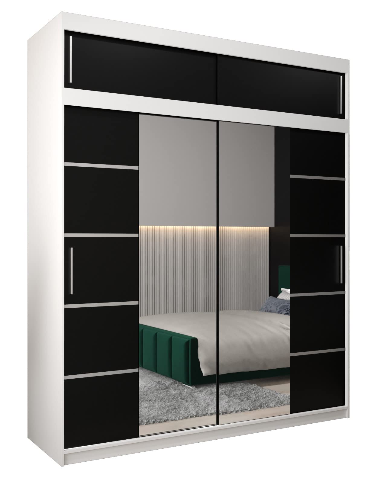 MEBLE KRYSPOL Verona 4 250 Bedroom Wardrobe Sliding Doors Cabinet with Mirror Wardrobe with Mirror Sliding Door Wardrobe Sliding Doors - 250 x 240 x 62 cm - Sonoma with Extension