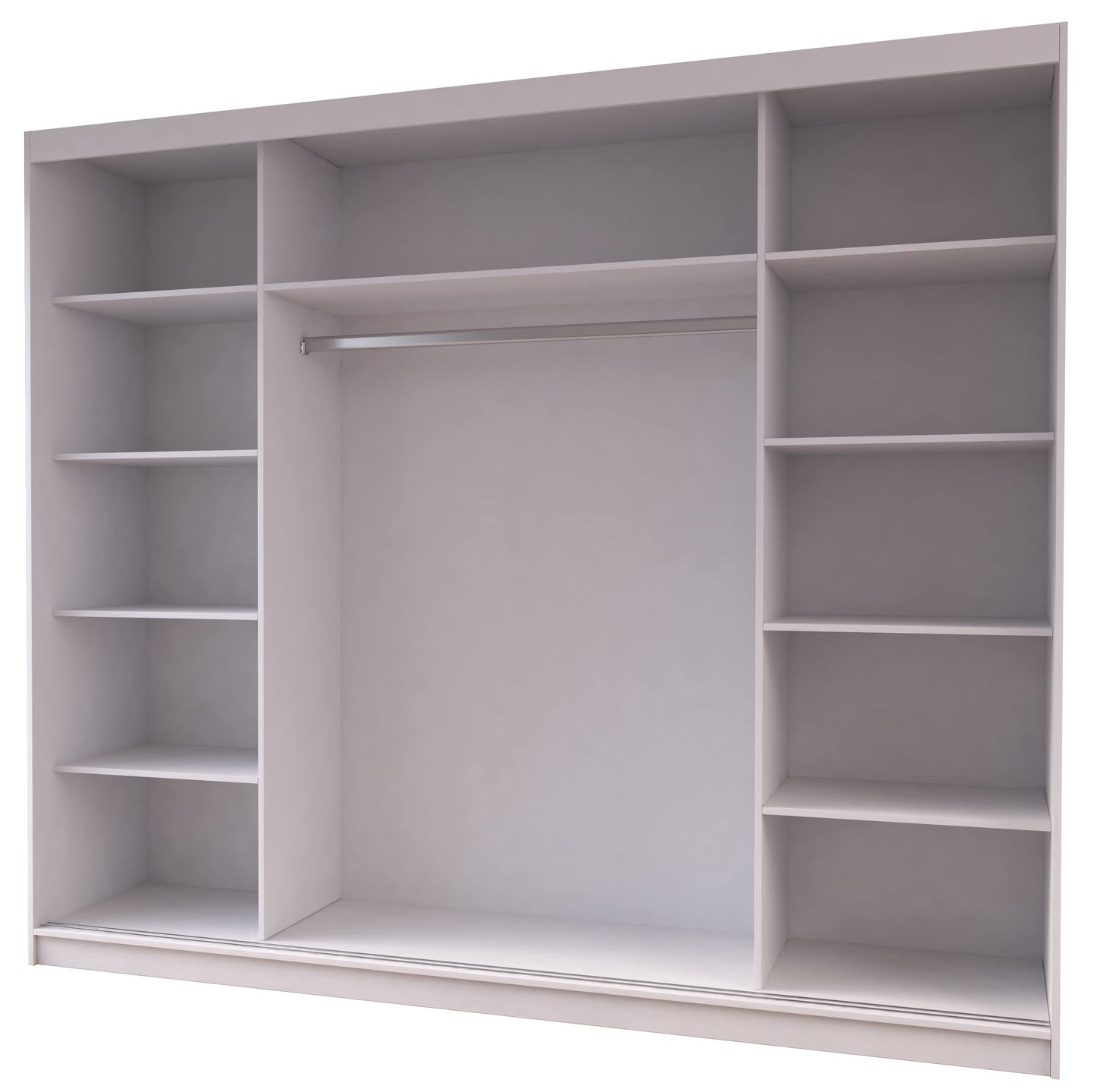 Fabryka Mebli Idźczak Kleiderschrank mit Spiegel, Schiebetüren - Weißer Schwebetürenschrank, Schlafzimmerschrank - 61 x 250 x 218 cm - Schrank für Schlafzimmer, Wohnzimmer, Garderobe