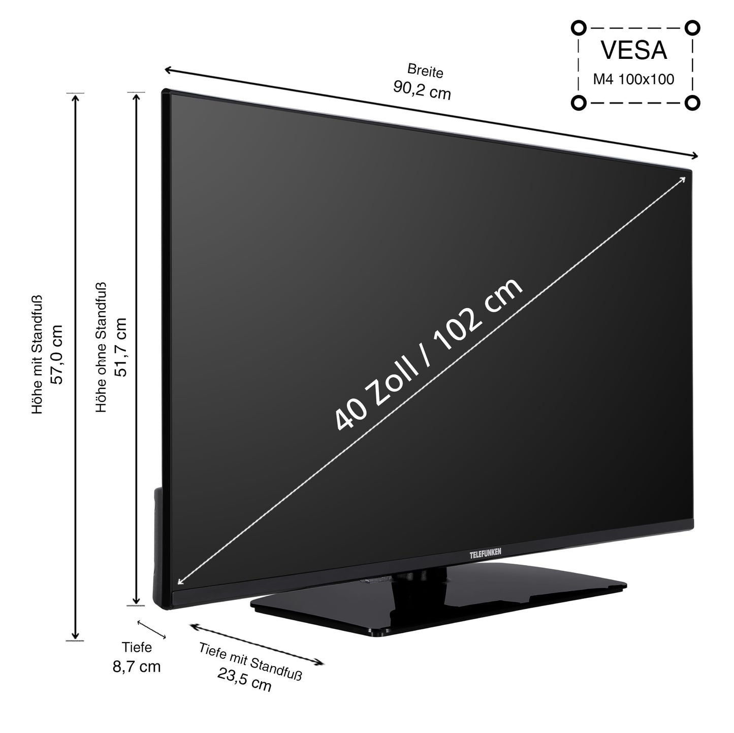 TELEFUNKEN VIDAA D43U790B2CW 4K TV 43 Inch Smart TV UHD, HDR TV with Dolby Vision, Triple Tuner and 6 Months HD+ Including LED TV, Black