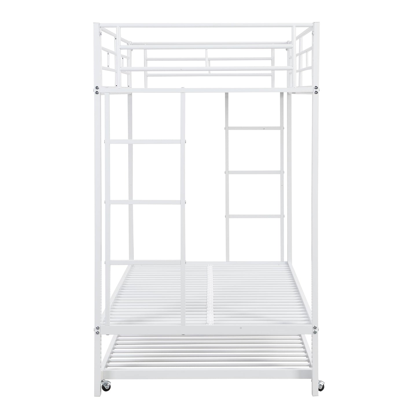 Merax Hausbett 90x200 cm mit 2 Schubladen, für 2 Kinder Doppelbett, Vielseitiges Holz Baumhausbett für Mädchen & Jungen, Stabil Spielbett Gitterbett mit Rausfallschutz und Lattenrost, Weiß