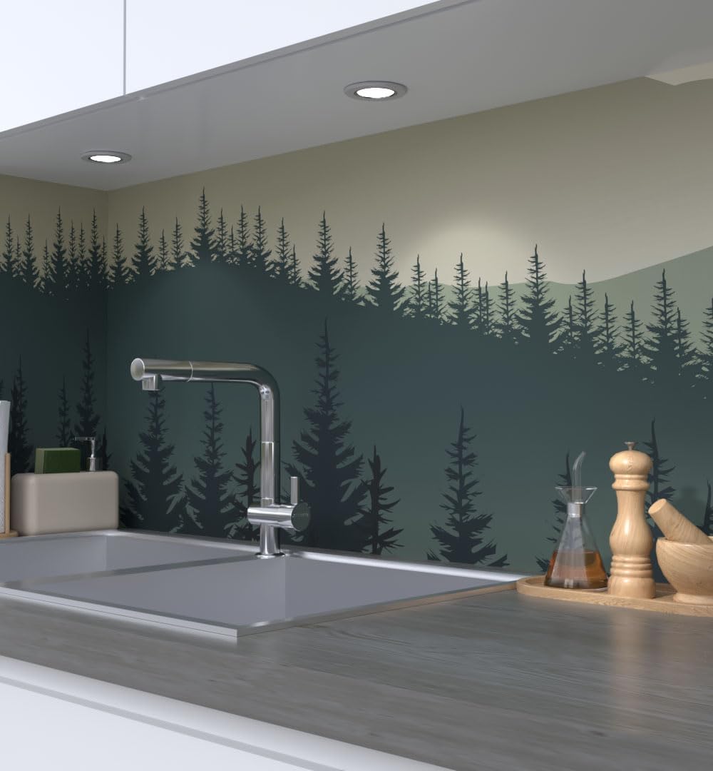 MyMaxxi Self-Adhesive Kitchen Splashback Film, Easy No-Drill Application, 0.4 mm Reinforced, Kitchen Splash Guard Adhesive Film, Wall Decoration, 220 x 60 cm (Height), Matte Finish, Natural Meadow,