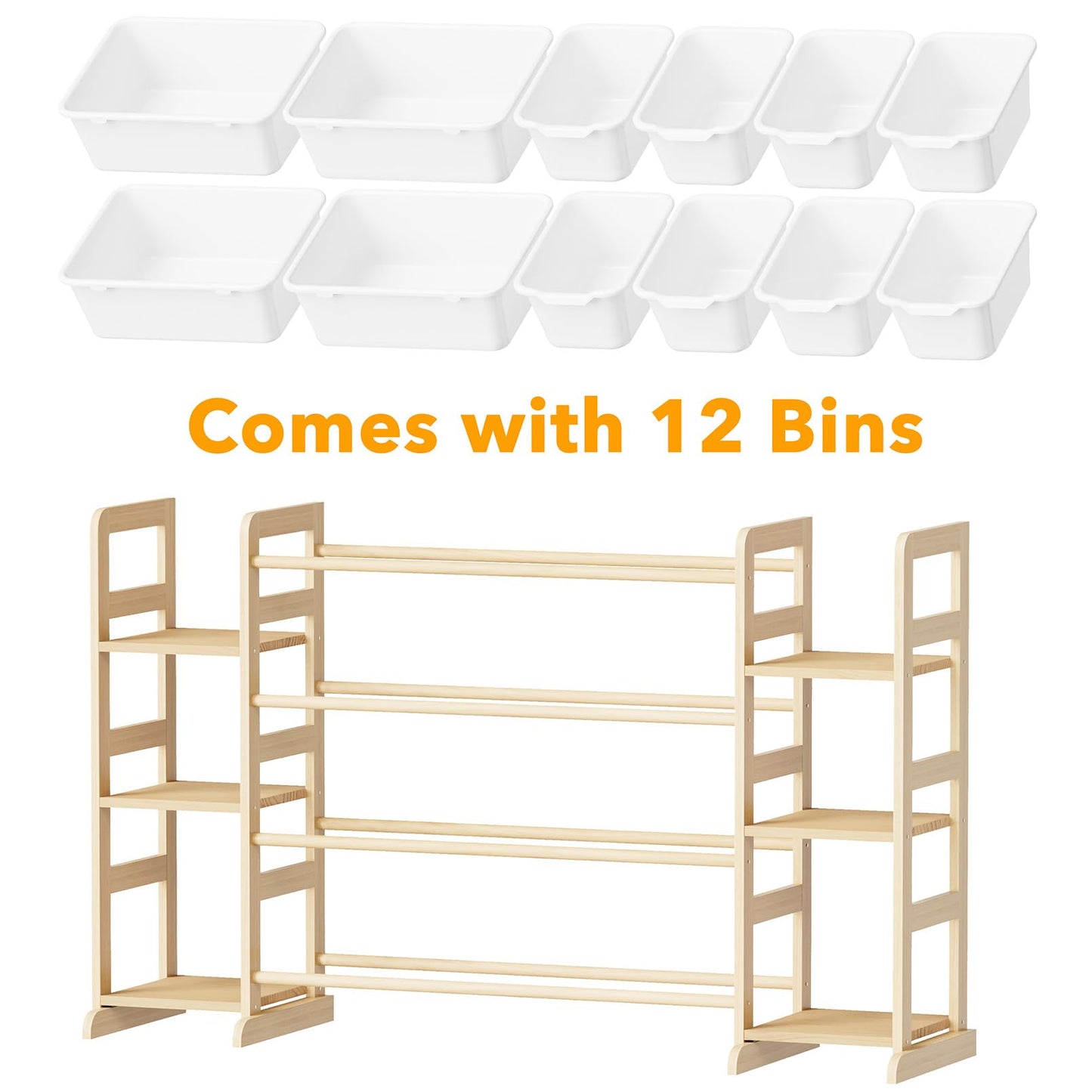 SpaceAid Toy Storage Organizer with 6 Shelves and 12 Bins Toy Organizer Bookcase Kids Bin Rack Toy Box Bookshelf for Bedroom Playroom