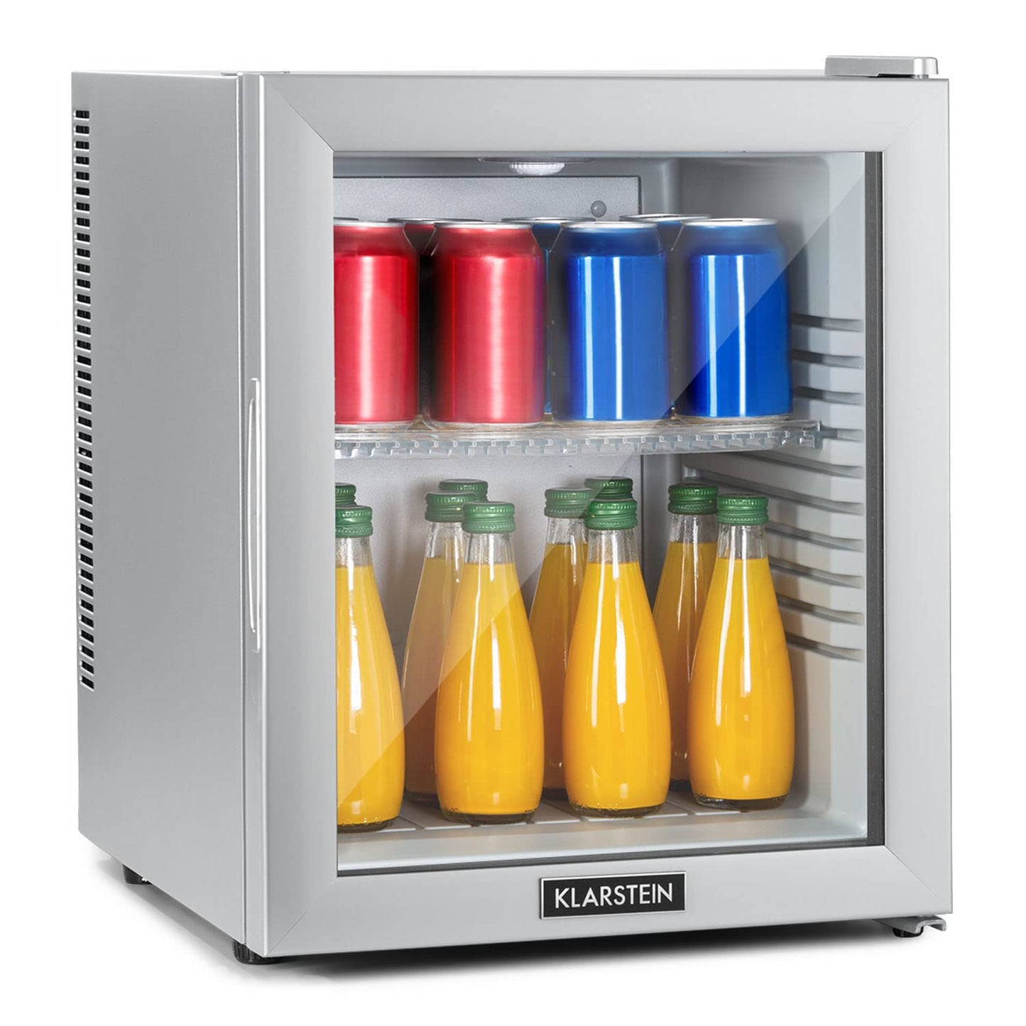 Klarstein Kühlschrank, Mini Kühlschrank mit Glastüre, Mini-Kühlschrank für Getränke, Snacks & Kosmetik, Kühlschrank Klein & Leise, Verstellbare Ablagen, Kleiner Skincare Kühlschrank 12-18°C, 23L