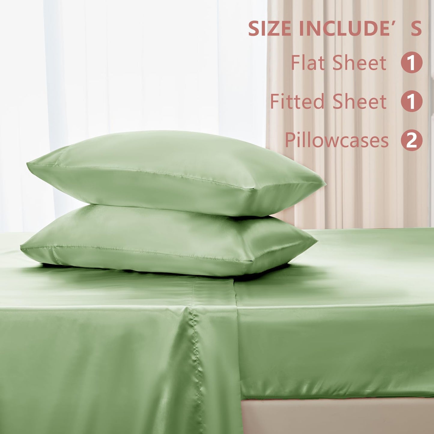 CozyLux Satin Sheets Queen Size - 4 Piece Black Bed Sheet Set with Silky Microfiber, 1 Deep Pocket Fitted Sheet, 1 Flat Sheet, and 2 Pillowcases - Smooth and Soft