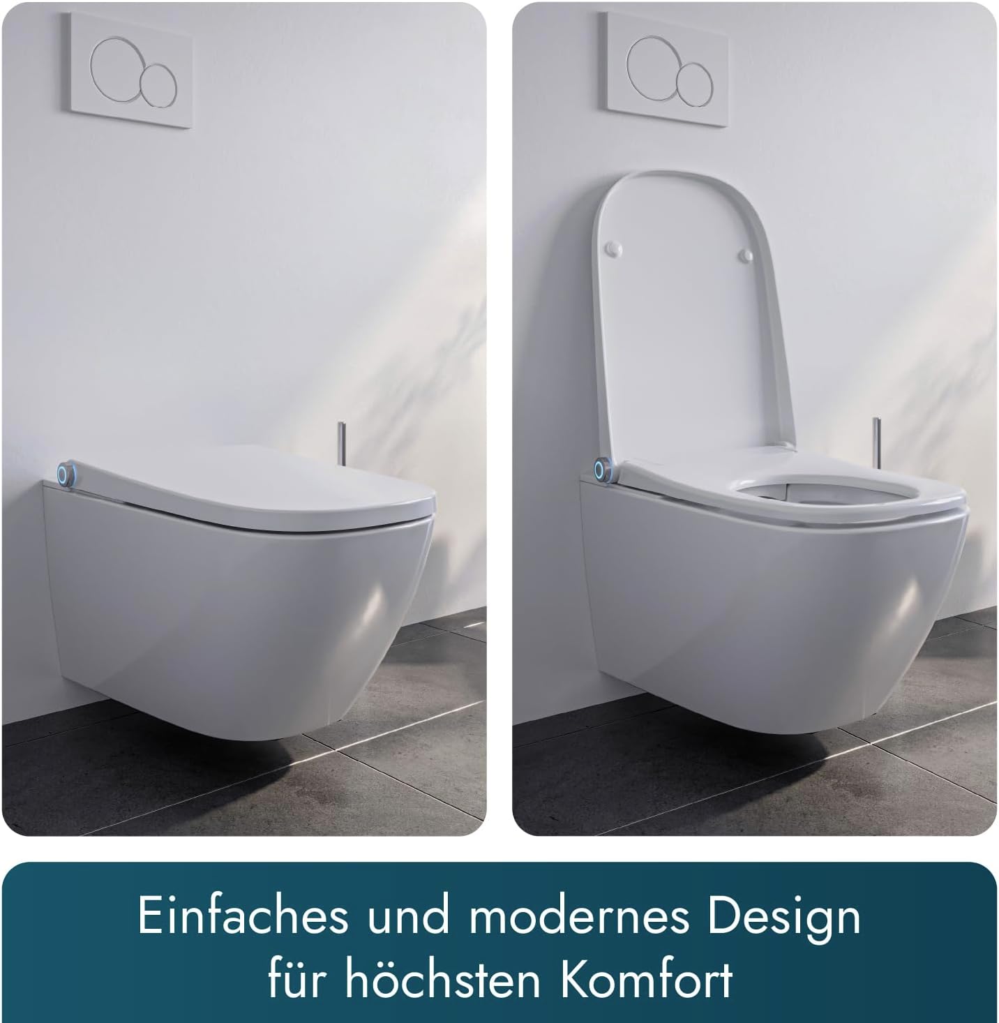 BERNSTEIN Dusch-WC Pro+ 1104 in Weiß mit 5 Jahre Garantieerweiterung, Spülrandloses Hänge-WC mit Bidet Funktion – Komplettanlage mit Fernbedienung Absenkautomatik selbstreinigende Düse