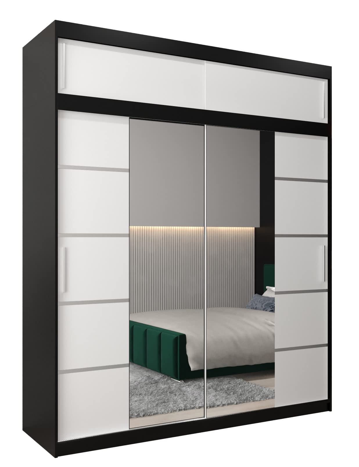 MEBLE KRYSPOL Verona 4 250 Bedroom Wardrobe Sliding Doors Cabinet with Mirror Wardrobe with Mirror Sliding Door Wardrobe Sliding Doors - 250 x 240 x 62 cm - Sonoma with Extension