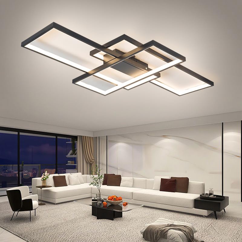 Qiaomao LED Deckenleuchte Modern Lampe Wohnzimmer mit Fernbedienung Weiß (90x50x9cm, 80w) Dimmbar Deckenlampe Stufenloses Dimmen Schlafzimmerlampe, Groß Deckenleuchten für Schlafzimmer Büro Esszimmer