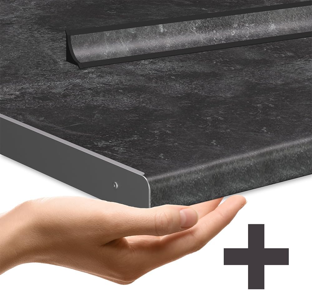 Vicco R-Line Fitted Kitchen Cabinets Anthracite Kitchen Furniture (Anthracite / White High Gloss, Corner 247 x 237 cm)